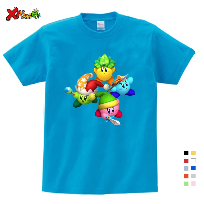T-shirt Милые белые толстовки с капюшоном для девочек с изображением Кирби, детские игровые худи, свитшоты, Детские Зимние Топы с длинными рукавами, розовые толстовки - Цвет: T-shirt