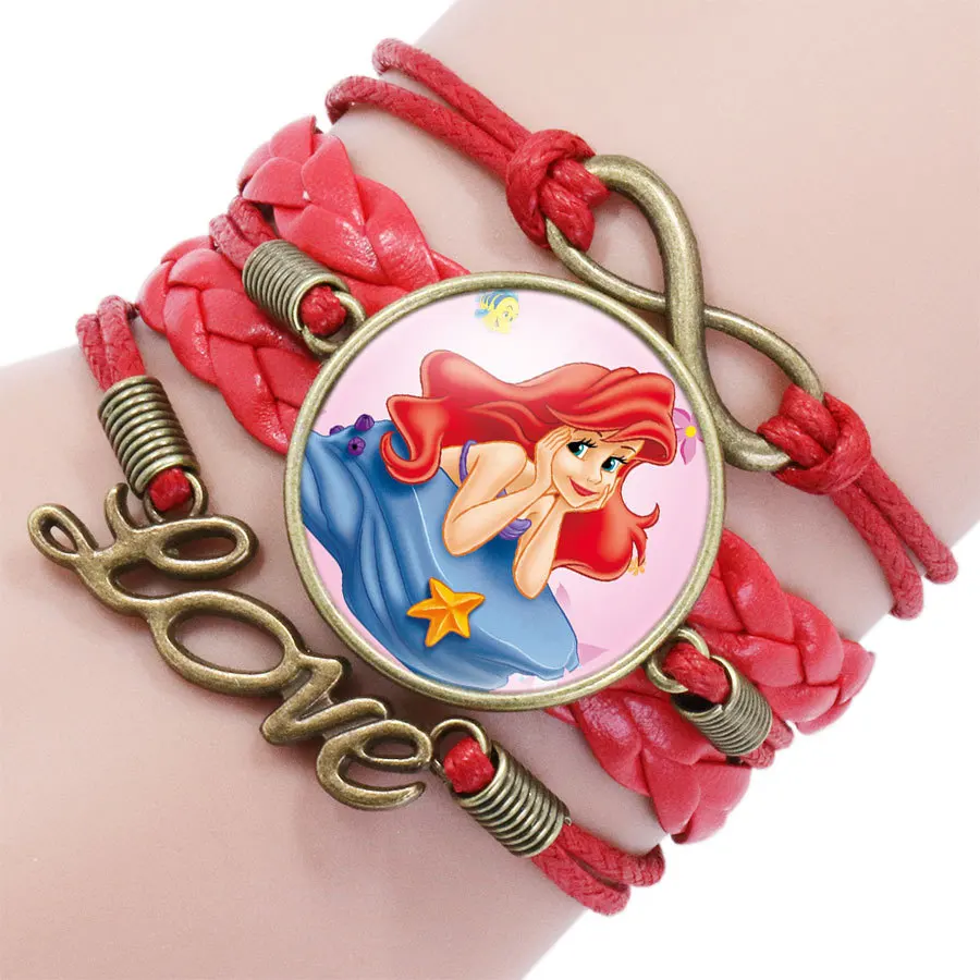 Disney несколько цветов Замороженные Аиша Анна Русалочка, Золушка браслет с дизайном «Принцесса» девушка мода браслет подарок - Цвет: 9