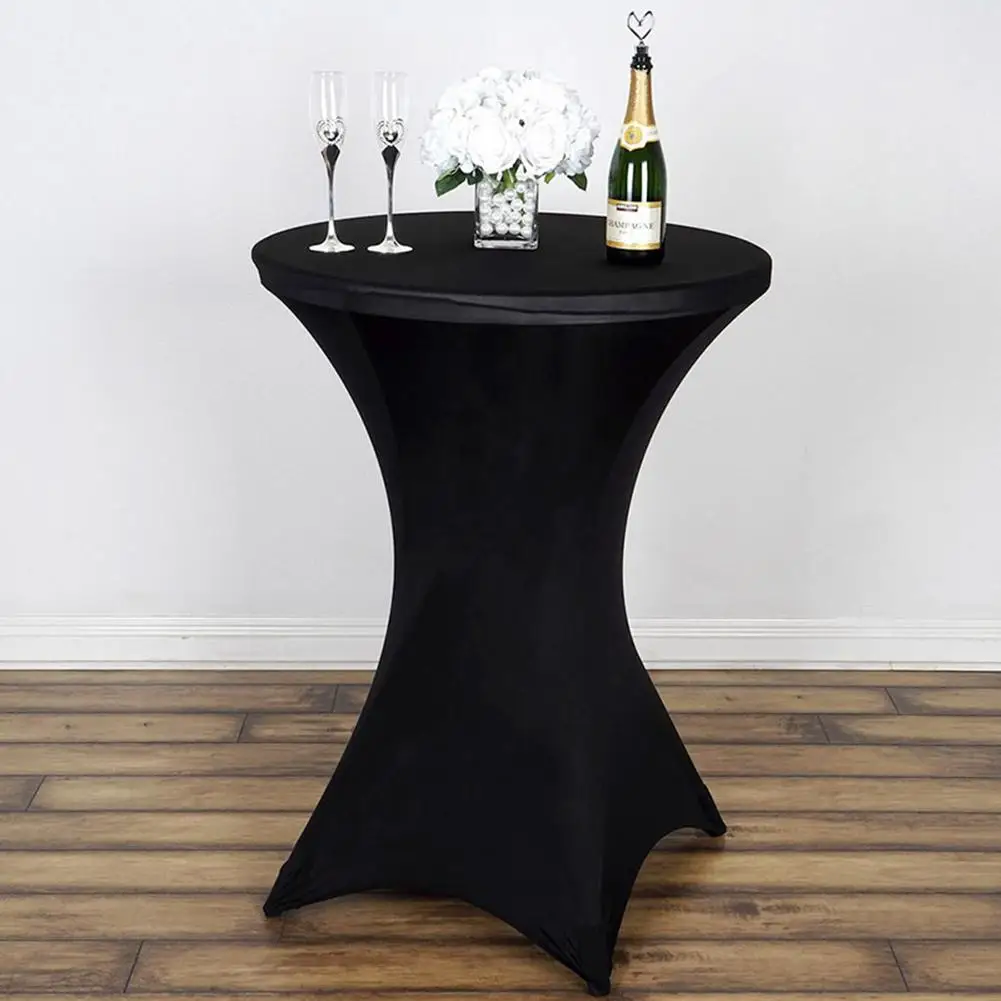 

Table Cover Solid Color Round Fitted Bar Table Tablecloth Cocktail Stretch Spandex Table Cover Cloth For Party Wedding And Party