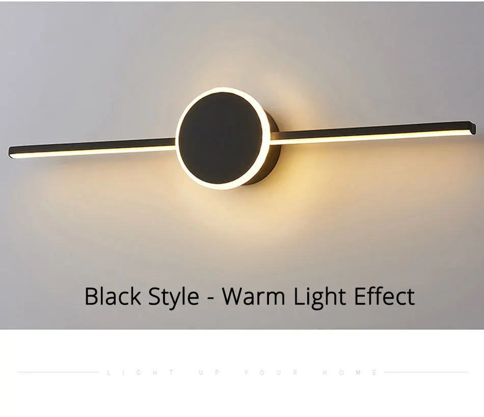 Современные светодиодные настенные лампы для ванной комнаты, гостиной, белого и черного цвета, железная Arylic база, внутреннее зеркало, настенные светильники, освещение