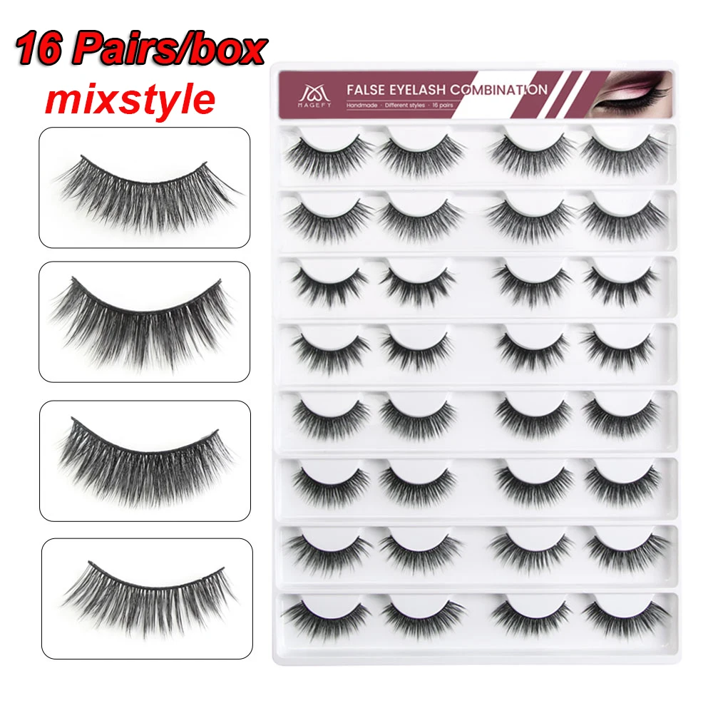 16 парт/компл. Multipack натуральные длинные ресницы 3D Мягкие искусственные норковые