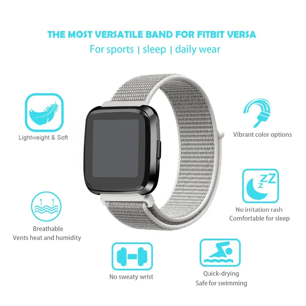 Нейлоновая петля ремешок для спортивных часов для Fitbit Versa ремешок сменный Браслет для Fitbit Versa умные часы мужские часы женский браслет