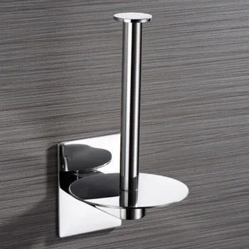 

Hardware Stainless Steel Kitchen Self Adhesive Practical Tissue Toilet Paper Roll Holder Vertical Shelf Polished Accessories