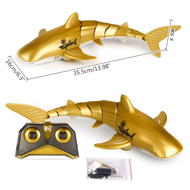 Golden Shark Shaped Boat Model Under Water Boat Novelty Vehicle Remote Control Boat with Flexible Swing 6