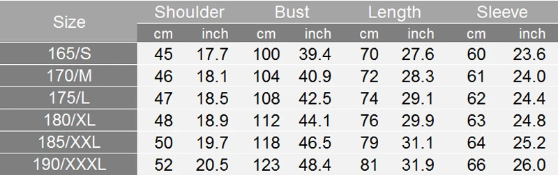 SIZE CHART