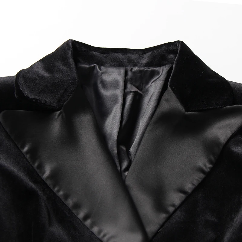 [EAM] Новинка, весенне-летняя черная свободная бархатная куртка с отворотами и длинным рукавом, с бантиком, модное женское пальто JW822