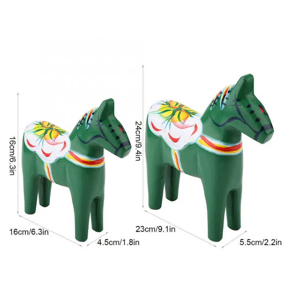 

Home Decoration Accessories Miniature Figurines 2Pcs/Set Wooden Sweden Dala Horse Figurine Hand Painted Statue Sculpture