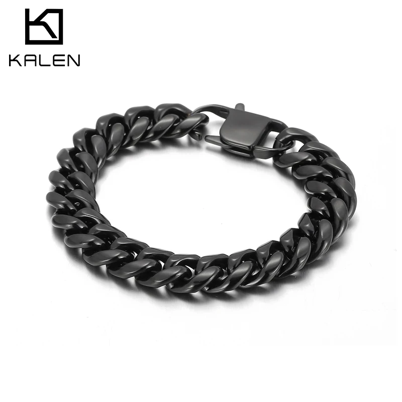 

KALEN Trend 14mm Cuban Chain Simple Fashion Link Men's Stainless Steel Bracelet Jewelry