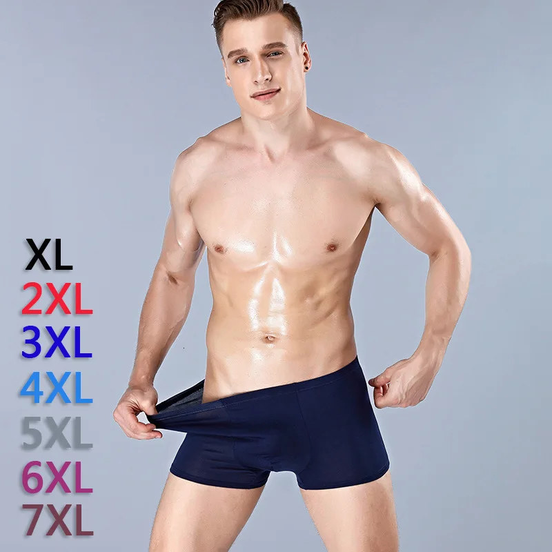 4XL 6XL, большие размеры, мужские трусы-боксеры, 95% бамбуковое волокно, нижнее белье для мужчин, свободные, дышащие, одноцветные, черные, мужские трусы-боксеры, брендовые, мягкие