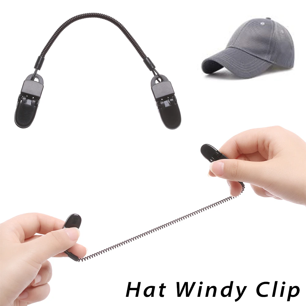Fishing Cap Eyewear Retainer Hat Leash Windy Clip Holder Black Nylon
