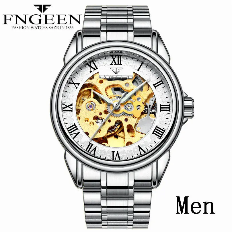 steel silver white Reloj Mujer, наручные часы со скелетом, Relogio Hour, Лидирующий бренд, женские автоматические механические часы, женские часы с турбийоном - Цвет: steel silver white