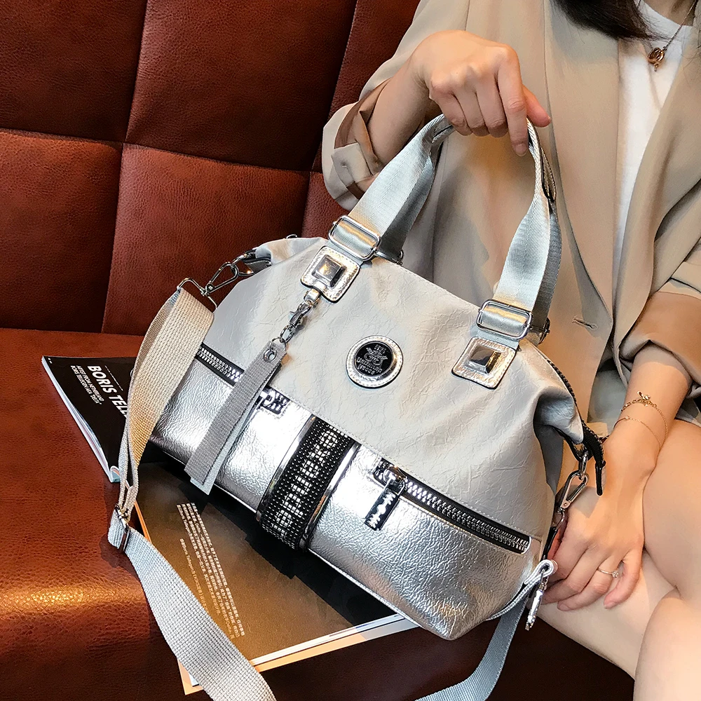

Branded 2020 Women's Luxury Handbags Copy Bags Large Capacity Female Shoulder Bag Female Fashion Diagonal Silver Single Casual A