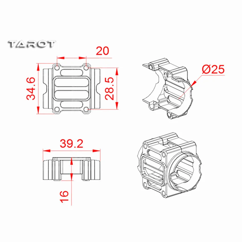 Tarot-RC 550/600 серии Металл 600 Хвостовая труба зажим MK6070 для вертолета Tarot 600