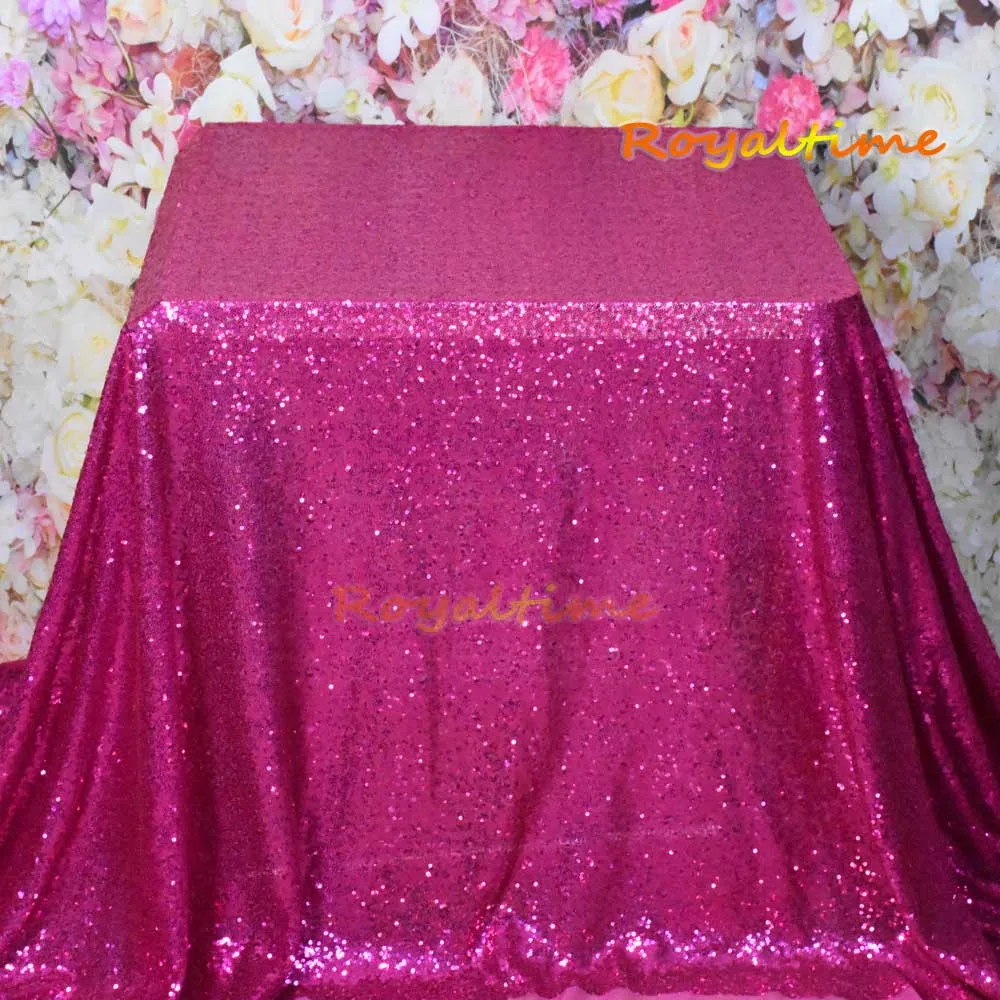 72x72in/90x132in Glitter Sequin RECTANGULAR Tablecloth-Iridescent White Sequin Table Cloth for Wedding Party Christmas Decor - Цвет: Fuchsia