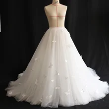 

3D Butterfly Princess Pettiskirt Wedding Dress Long Trailing Flash Yarn Slip Lace Fishtail Two-way Wear Movable Detachable Skirt