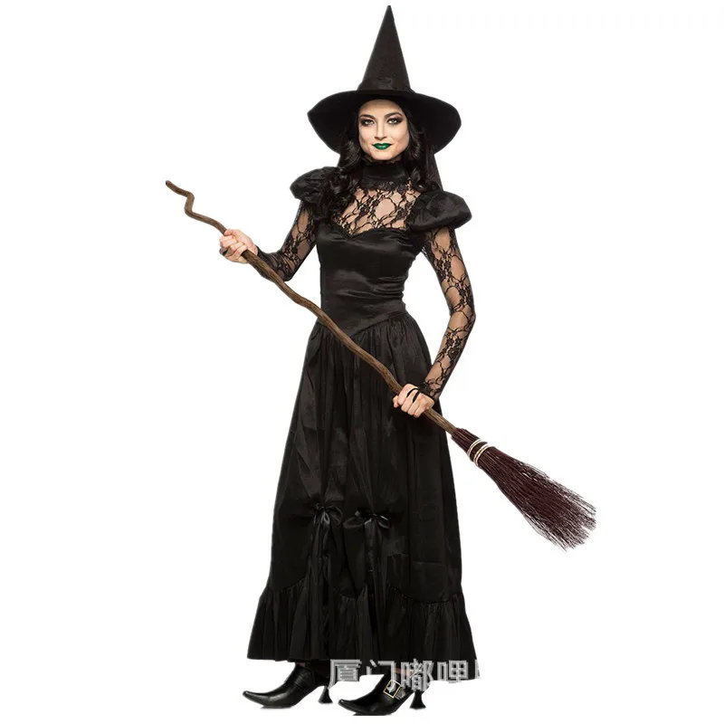 

Halloween Adult Clothing Makeup Ball Party COS Party Dress Witch Adults Black Witch Costume Clothes