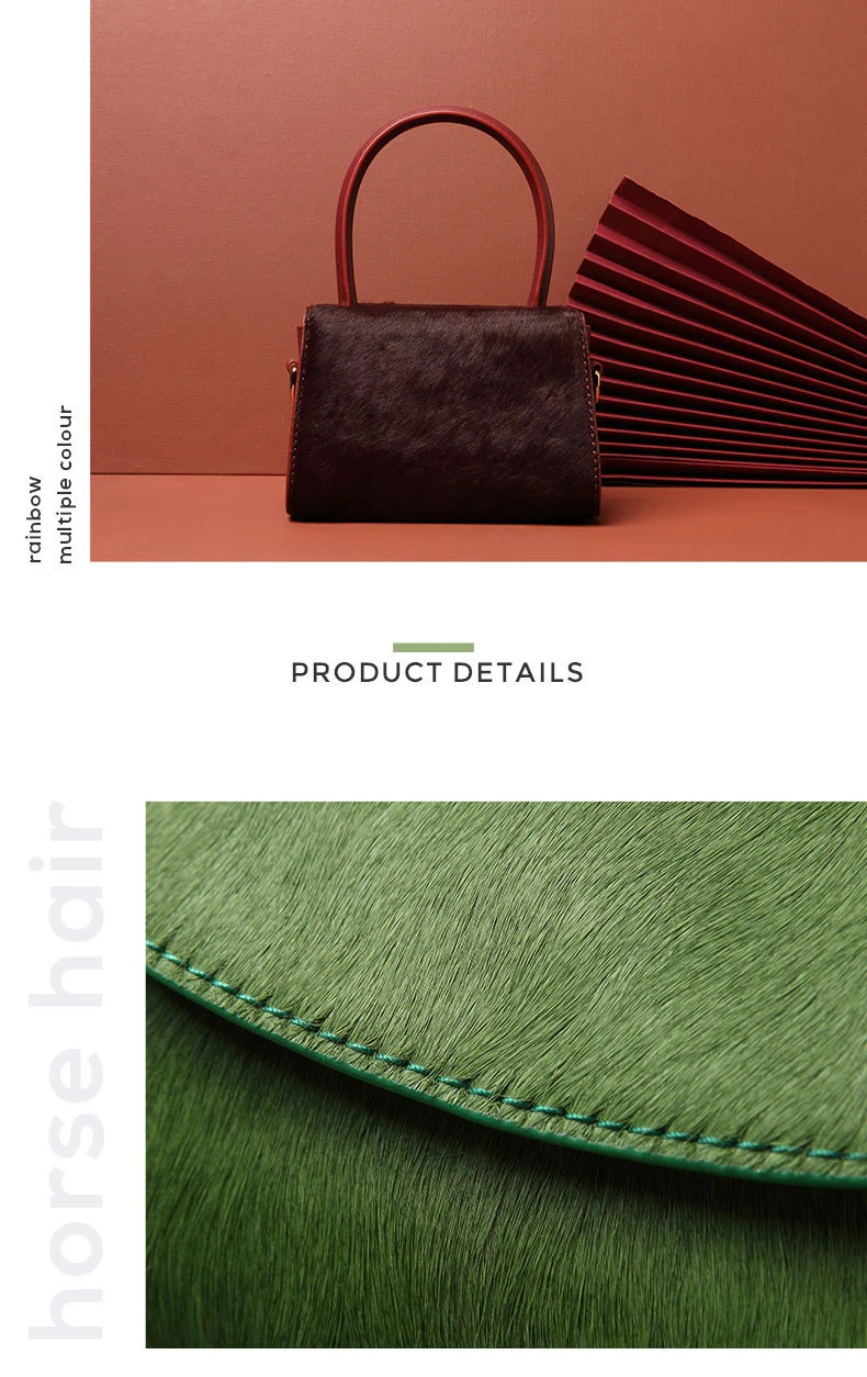 Женская сумка из натуральной кожи, фирменный дизайн, зеленый конский волос, Воловья кожа, маленькая сумка через плечо, женская модная простая Высококачественная сумка