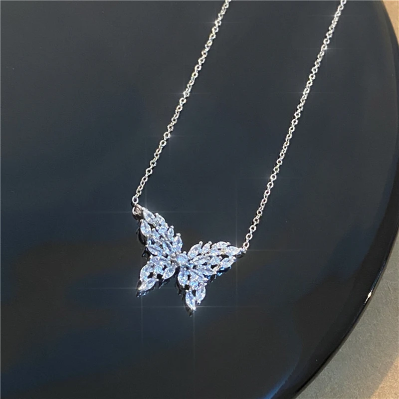 Ins Hot Sale Luxury Top Quality Butterfly Necklace for Women Romantic Bling Cubic Zircon Collar Delicate Kolye Jewelry Pendant - Image 3