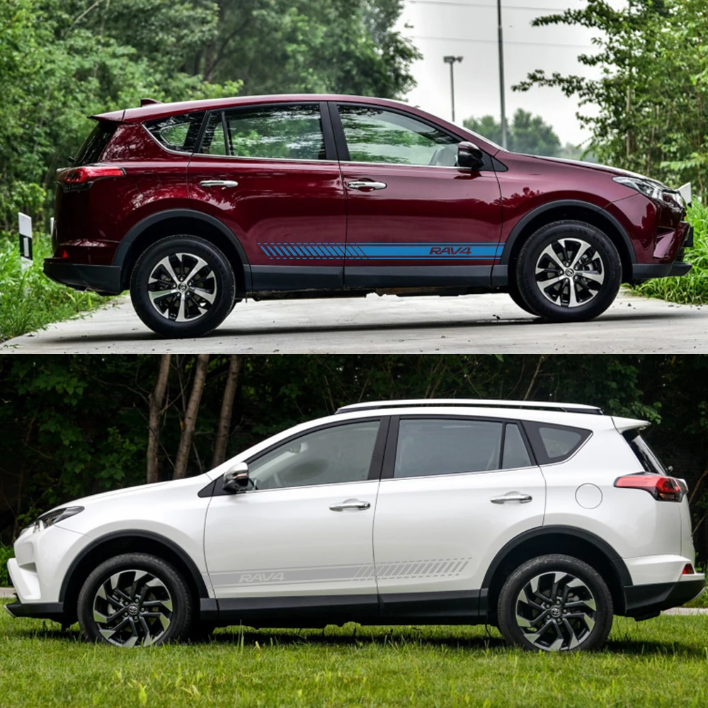 Автомобильные наклейки с боковыми полосками для Toyota RAV4, Авто Виниловая пленка, наклейки, сделай сам, спортивный стиль, украшение автомобиля, аксессуары для тюнинга автомобиля