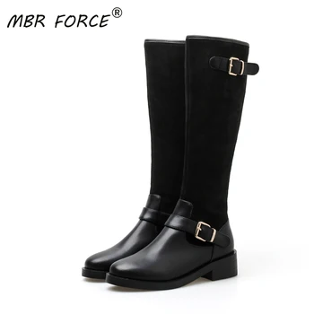 

MBR FORCE Fashion New Arrival Cowhide women knee high Thigh Sexy Woman Shoes Elastic Fabric all-match classic boots Shoes Ladies