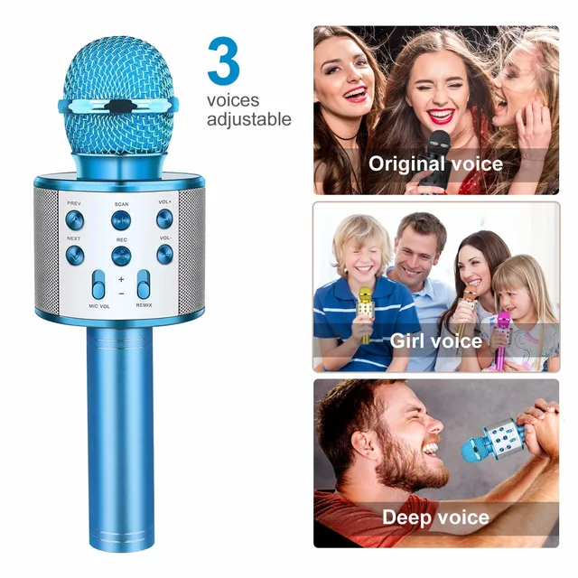 Wireless Bluetooth Karaoke Microphone Handheld Karaoke Mic Audio for Children Musical Stage Toy Music Singing Speaker Kids Gift 6