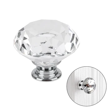 1Pc Glass Knob Diamond Shape Design Home Decor Cupboard Drawer Pull Cabinet Door Wardrobe Handles Kitchen Appliance 3040mm