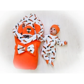 

Комплект на выписку "Зайка с морковкой" 4х предметный ЗИМА Комплекты на выписку и для прогулок 0-6 мес