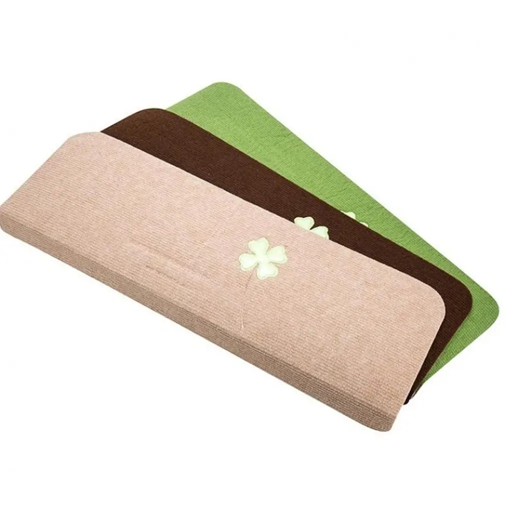 5 Pieces Luminous Non-slip Stair Mat Coffee Four-leaf Clover Different Pattern Solid Wood Stair-free Rubber Stairs Mat