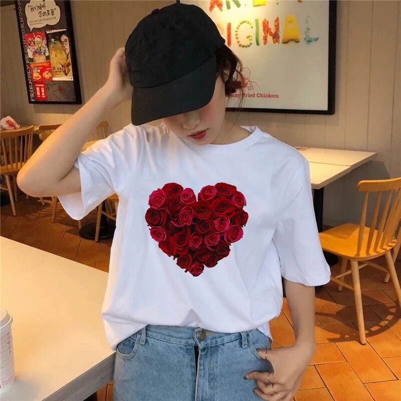 Women's Wreath T-shirt () clothes ladies short sleeve Kawaii Tees top graphic T-shirt printing T-shirt female