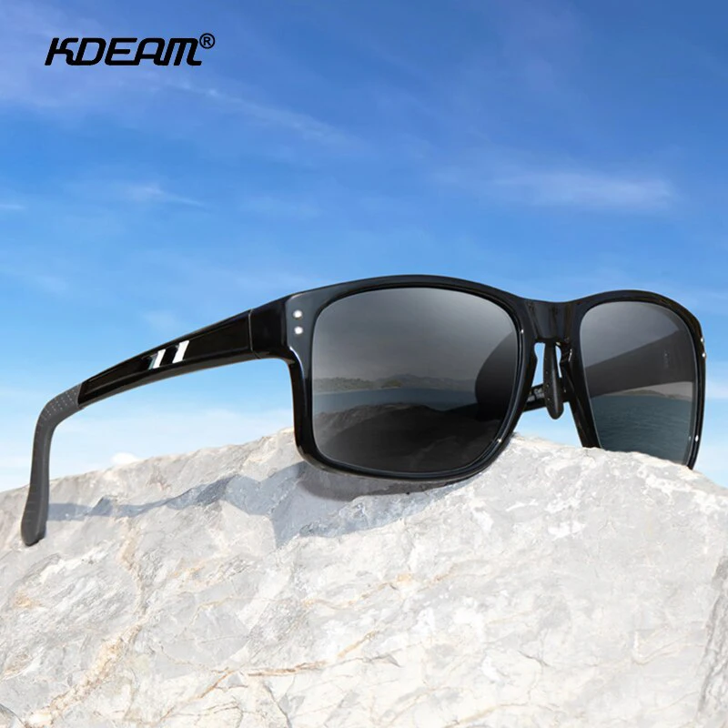 KDEAM Square Polarized Sunglasses Men Lightweight TR90 Frame Baseball Running Sun Glasses Yellow Night-Vision Lens Goggles  | Аксессуары