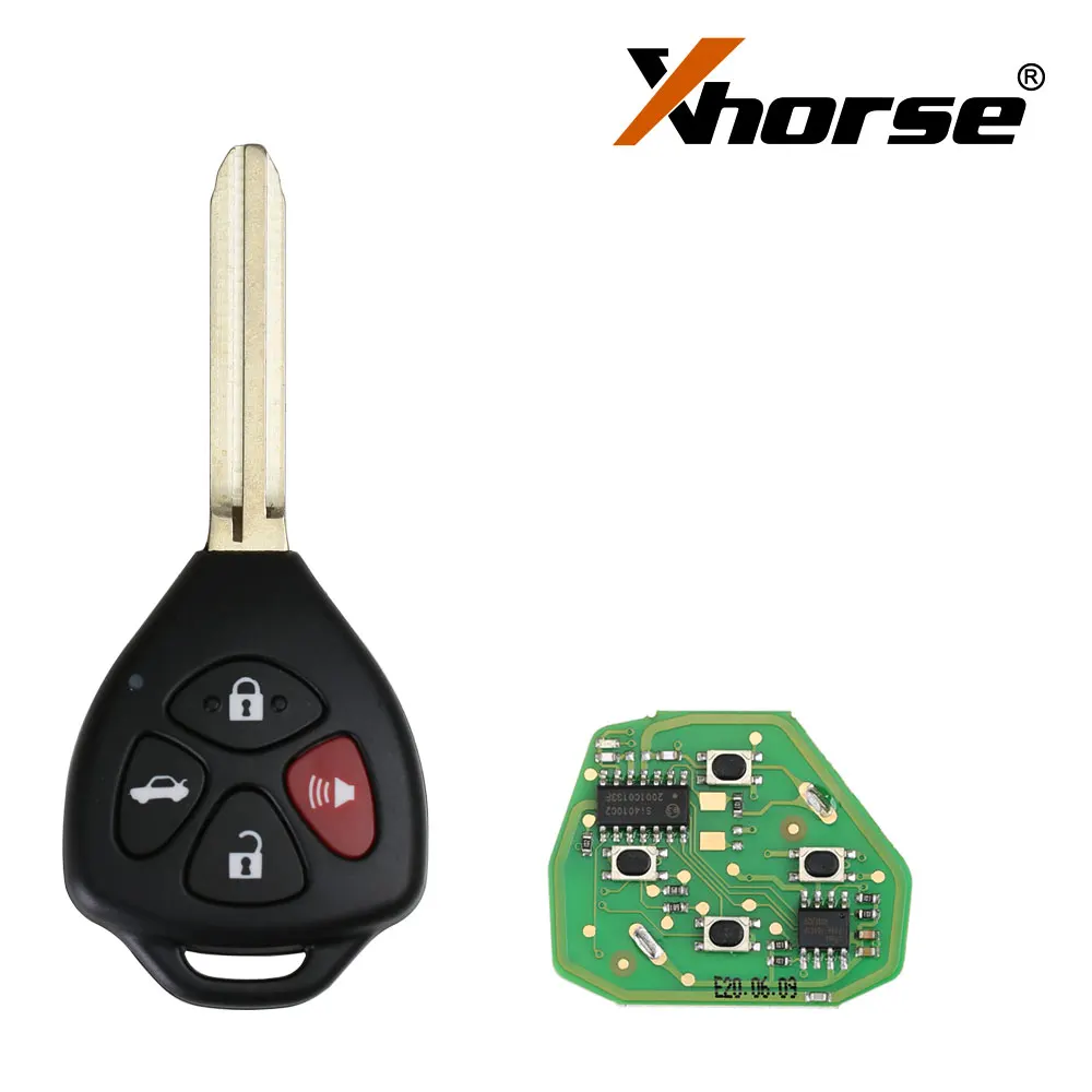 Универсальный проводной дистанционный ключ XHORSE XKTO02EN плоский с 4 кнопками