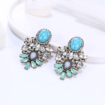 

EASYA New Luxury Party Earrings Fashion Crystal Geometric Stud Earrings For Women Girls 2020 Brincos Jewelry