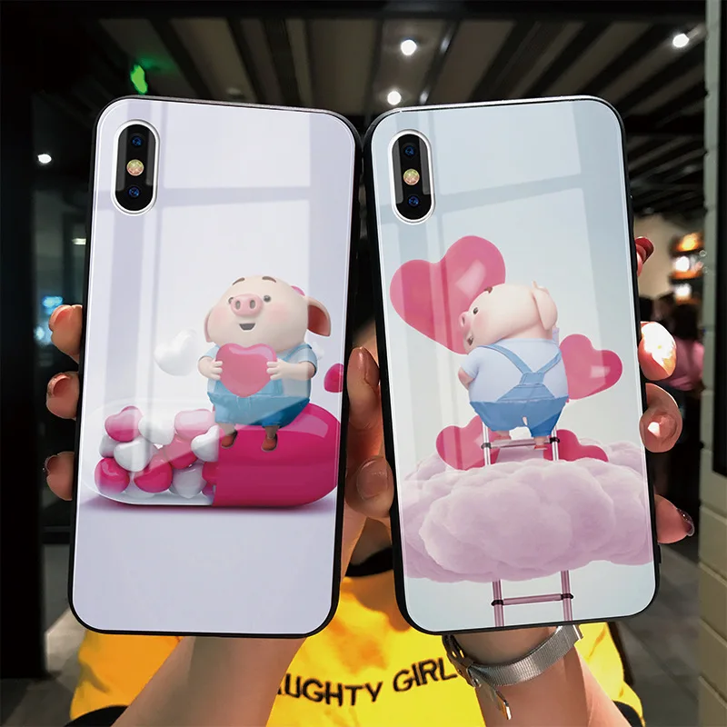 Очаровательный милый чехол для телефона Piggy для iPhone 11 Pro Max 11 Pro i8 i8 Plus i7 i7 Plus i6 i6s закаленное стекло Fpr huawei P30 P30 Pro