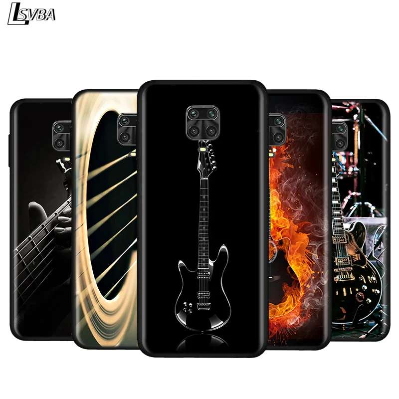 

Silicone Cover Bass Guitar Strings For Xiaomi Redmi Note 9 9S Max 8T 8 7 6 5 Pro 5A 4X 4 Bright Black Phone Case