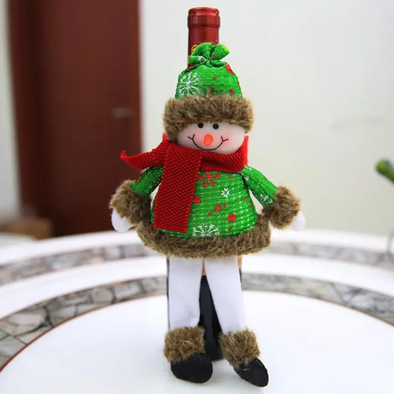 Рождественская вечеринка крышка бутылки вина Санта Клаус куклы Снеговики