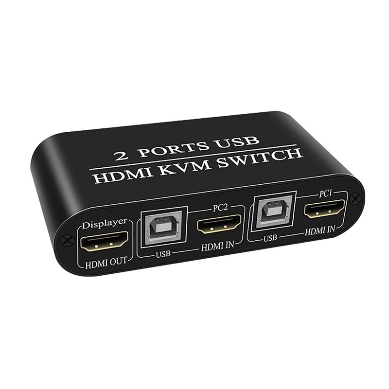 KVM Switcher 2 Port USB HDMI Switch Durable Multifunctional Switcher