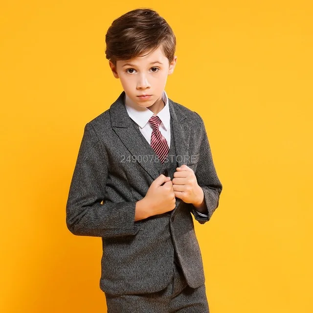 Flower boys Wedding Dress Suit Children Formal high quality jacket+vest+pants+bow tie 4Pcs Kids corduroy Dance Show Clothing Set