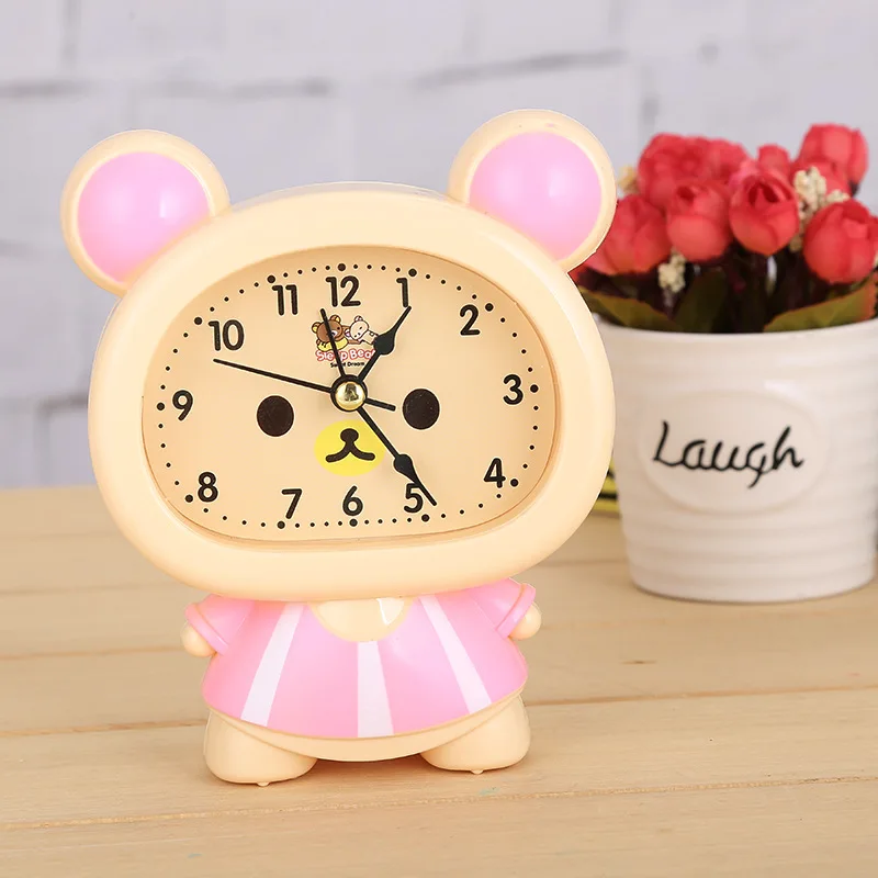 Teddy bear Творческий уютный Прованс Розовые Носки с рисунком медведя из мультика бесшумные часы-будильник иглы часы с режимом включения по таймеру Функция настольные часы орнамент