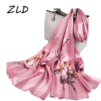

ZLD brand spring and autumn women new style fashion flower color matching print silk scarf lady popular headcloth beach shawl