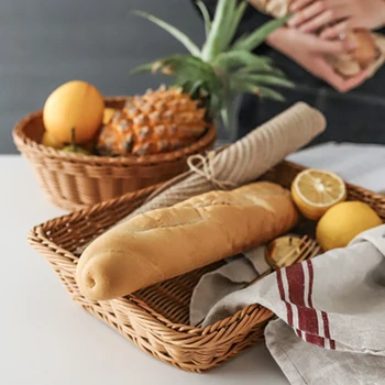 

Kitchen PP Glue Rattan Bread Basket Vegetable Basket Fruit Basket Retro Basket Culinary Food Display Basket Storage Basket
