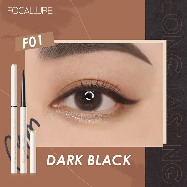 FOCALLURE Waterproof Eyeliner Gel Pencil Red Brown Ultra-slim 1.7mm Soft Easy Wear High Pigment Professional Lasting Eyes Makeup F01 Dark Black