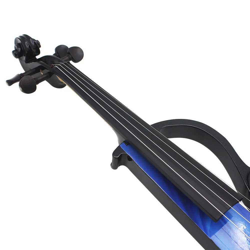 4/4 Electric Silent Violin Fiddle Musical Instrument Blue Electric Violin With Accessories Case Cable Headphone For Music Lovers