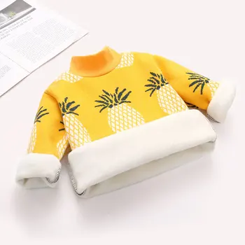 

2019 Plus Velvet Children's Autumn Winter Fashion Sweater Boys Girls Thick Sweater Pineapple Warm Sweater Baby Pullover Sweater