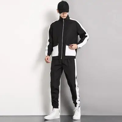 black Мужской спортивный костюм, толстовка, спортивный костюм, для фитнеса, повседневная, активная, на молнии, верхняя одежда, тренировочная одежда, мужские комплекты - Цвет: black