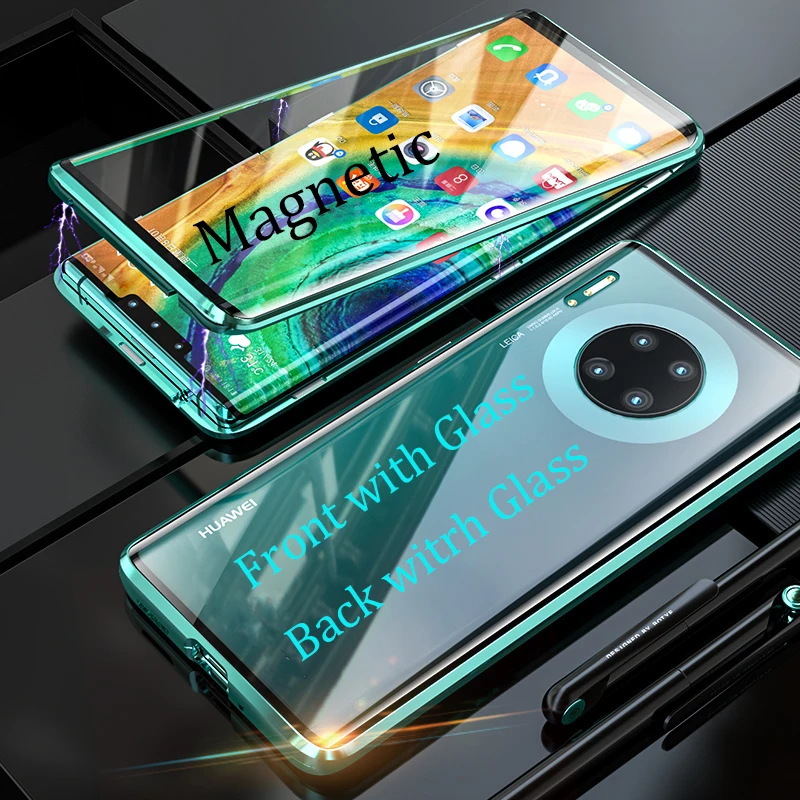 Магнитный чехол для Huawei Mate 30 20 Pro RS P30 Lite двухсторонний из закаленного стекла