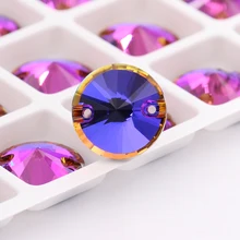 

VIolet Blue Color K9 Round Crystal Flatback Sew-on Rhinestones Strass Glass for Diy Craft Christmas/Clothing Garment Decoration