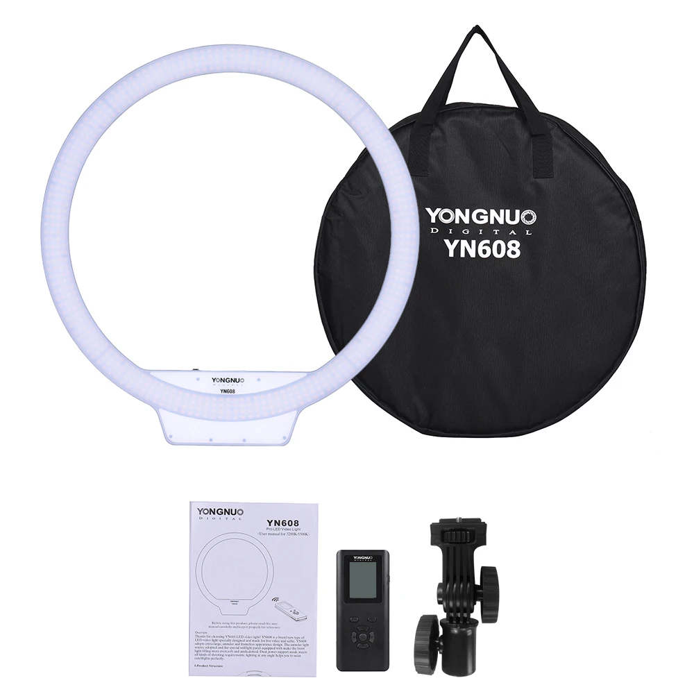 YN608 светодиодный кольцевой студийный светильник для селфи 5500K беспроводной дистанционный видео-светильник не может отрегулировать фото-лампу с сумкой для переноски и адаптером питания