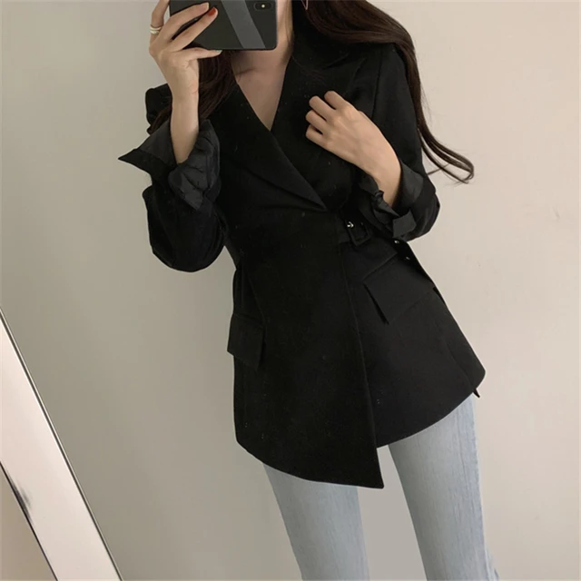 Colorfaith New 2019 Autumn Winter Women Jackets Office Ladies Lace up Formal Outwear Elegant Solid Pink Colorfaith New 2019 Autumn Winter Women Jackets Office Ladies Lace up Formal Outwear Elegant Solid Pink Black Tops JK7042