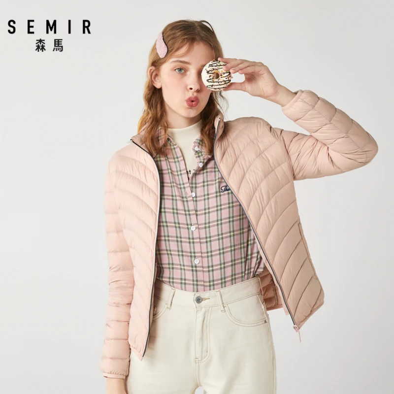 SEMIR, легкий женский пуховик, зима, новинка, стоячий воротник, с принтом, теплая и портативная куртка, для взрослых, с принтом, зимняя одежда