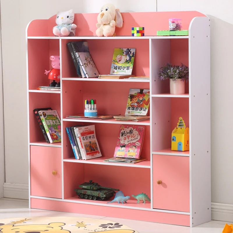 

Children's bookshelf bookcase simple student small bookcase bookcase rack storage cabinet combination locker with cabinet door